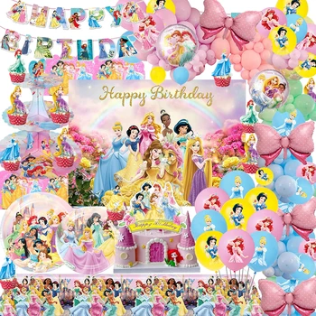 Disney Hercegnő Témájú Party Kellékek, Papír Tányérok Terítő Giftbags Banner Születésnapi Partik |Lányok, Szülinapi Parti Dekoráció