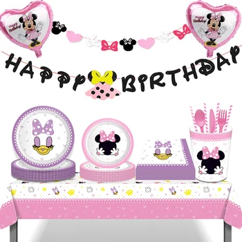 Disney Minnie Egér szülinapi parti dekoráció, baba lány születésnapi Eldobható evőeszközök, vagy léggömb beállított Jelenetek Gyűjtemény dekoráció