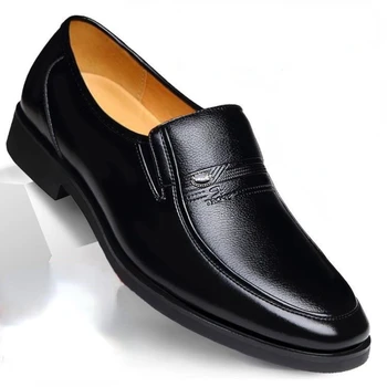 Férfi Bőr Hivatalos Cipő Luxus Márka férficipő, Ruha Üzlet, Mokaszin Lélegző Slip-Fekete Cipő Plus Size