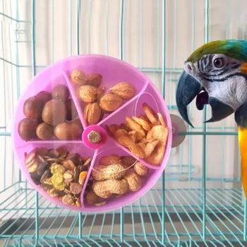 Kreatív Compartmentate Lóg Interaktív Műanyag Pet Kezelni Doboz Madarak Kiegészítők Papagáj Etető Madár Játék Kerék