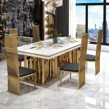 Luxus Fehér Márvány Asztal Pihentető Téglalap Alakú Konyha Modern Olasz Nagy Étkező Asztal Tömör Muebles Otthon Bútor