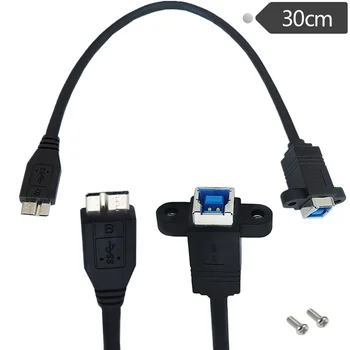 Panel Mount USB3.0 B Típusú Női Micro B Male Átalakítás kábel Kábel, 0,3 m