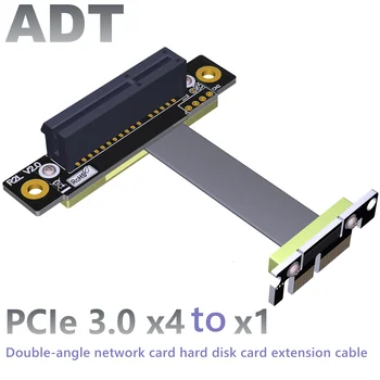 PCI-E x4 hosszabbító kábel adapter x1 pcie 1x, hogy 4x támogató hálózati kártya, merevlemez-kártya dupla jobb szög