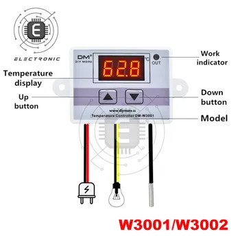 W3001 W3002 LED Digitális Vezérlés Hőmérséklet Mikroszámítógép Termosztát Kapcsoló Hőmérő Új, kiváló megjelenést biztosít 12/24/110V/220V