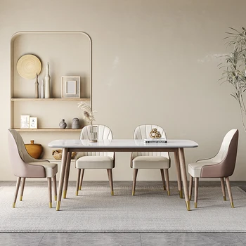 Élő Luxus Étkező Asztal Modern Vízálló Minimalista Design Étkező Asztal Skandináv Fa Fennsík De Comedor Konyhabútor