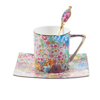 Északi Virágok Lelkipásztori Stílus Délutáni Tea Csésze Fény Luxus Teáskészlet A Csészét Kerámia Csésze Teát Magyar Kupa Kanállal